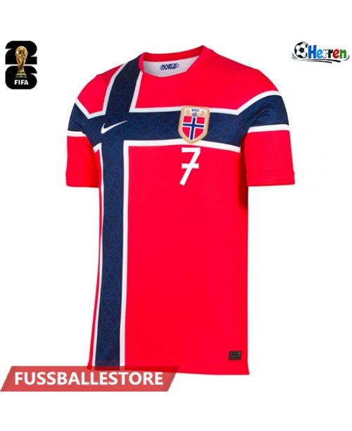 Günstige Norwegen Alexander Sorloth #7 Heimtrikot WM 2026 Kurzarm